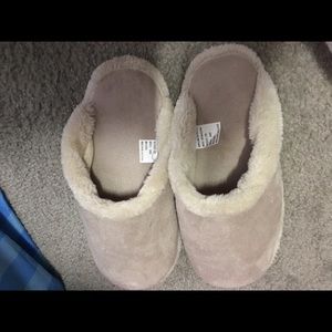 Tan memory foam slippers